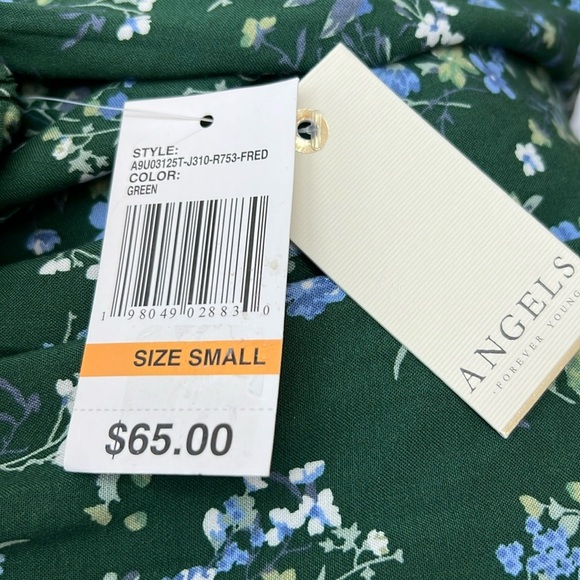 Angels Women’s Dress Size S Green & Blue Floral Elastic Front Tiered Skirt NWT - Picture 4 of 13